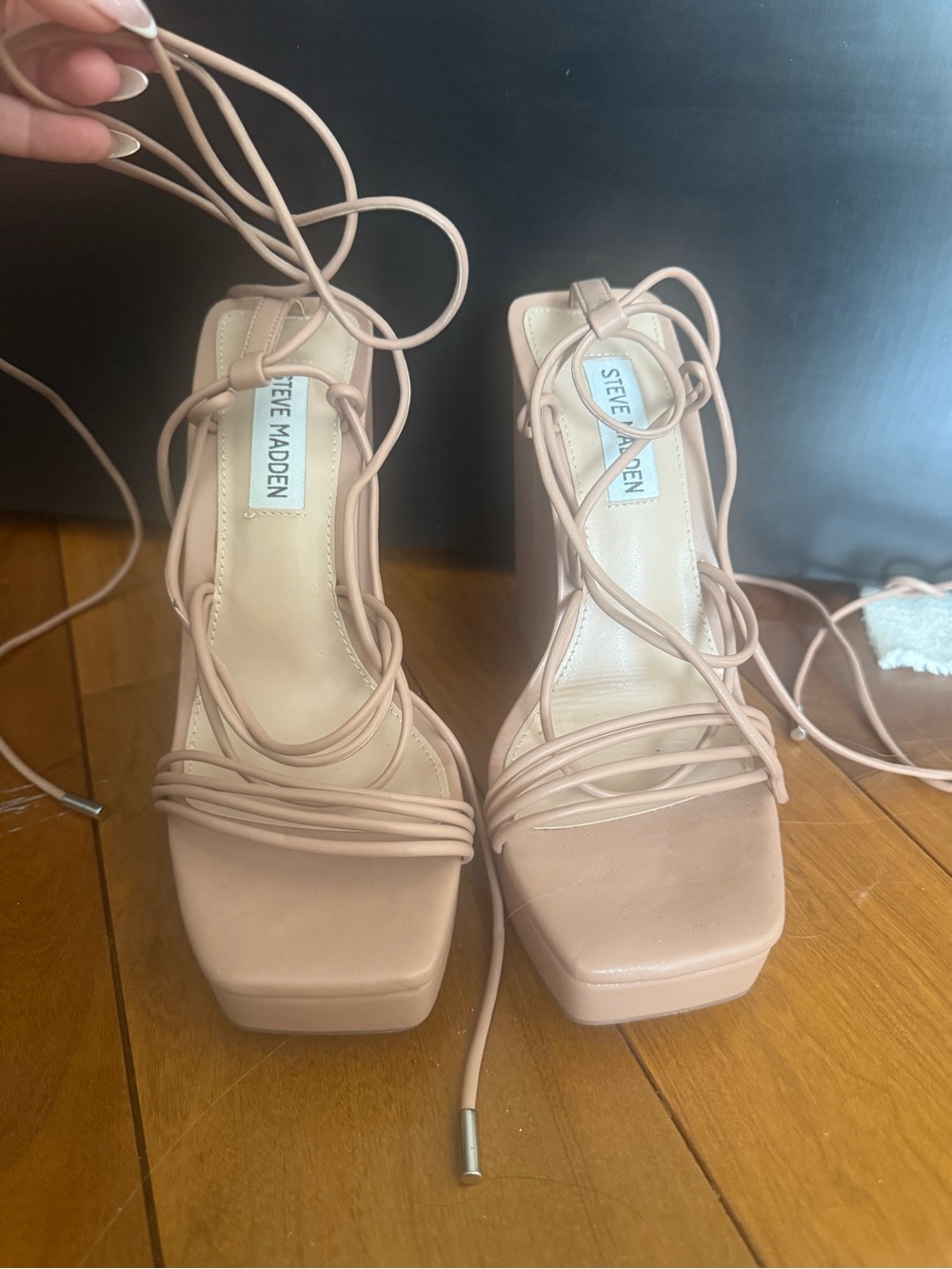 Steve Madden Blush Pink Lace-Up Platform Sandals